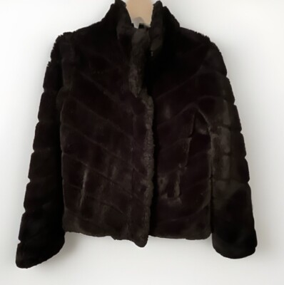 CiSono Los Angeles Women s Jacket Black Faux Fur Coat warm size Medium