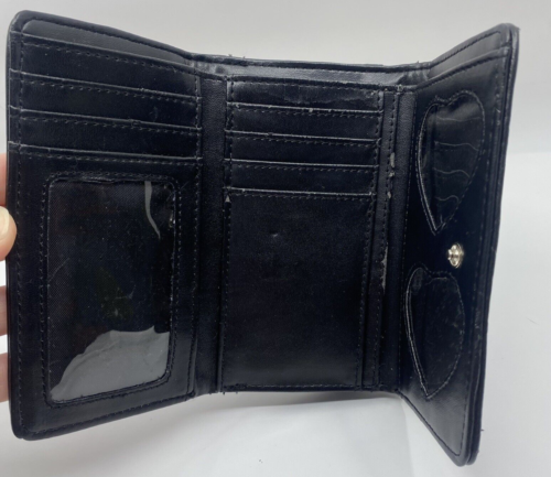 Y2K VINTAGE ROXY BLACK & PINK SEQUIN TRIFOLD WALLET w Black Roxy Logo - GUC! - Picture 9 of 13