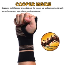 Copper Left Right Wrist Hand Support Brace Carpal Tunnel Sprain Arthritis Sports