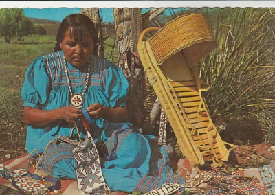 POSTCARD~APACHE BEAD MAKER~1960's