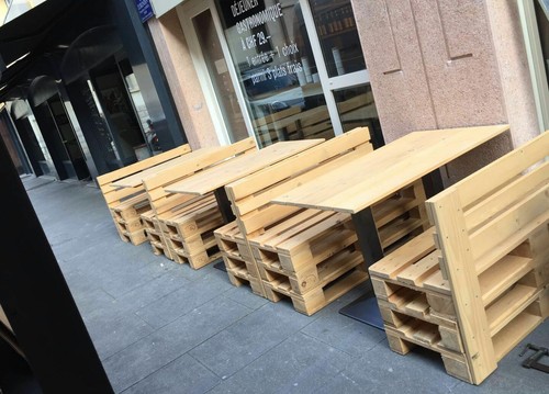 Panche in legno 120x50 h 45 con Pallet Bancali EUR EPAL NUOVO e schienale - Foto 2 di 4