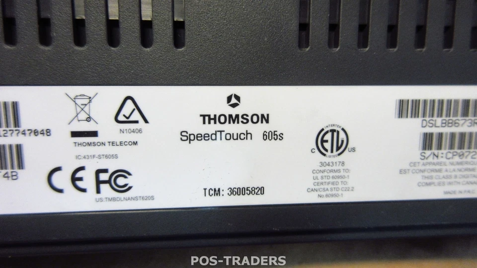 Thomson SpeedTouch 605 ADSL2/2+ router 1X RJ-11 WAN port 1X 10/100Mbps LAN NO PS - Bild 3 von 3