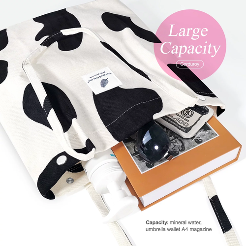 Cartera de hombro de vaca de lona de pana para mujer - Imagen 7 de 12