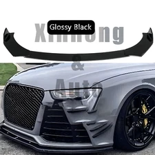 For AUDI Universal Glossy Black Front Bumper Lip Splitter Spoiler Body Kit