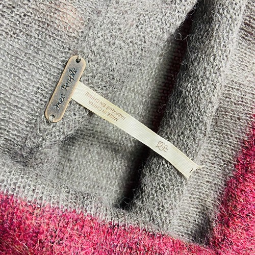 Free People Alpaka Pullover Damen XS rot grau gestreift Wasserfallausschnitt Langarm - Bild 4 von 7