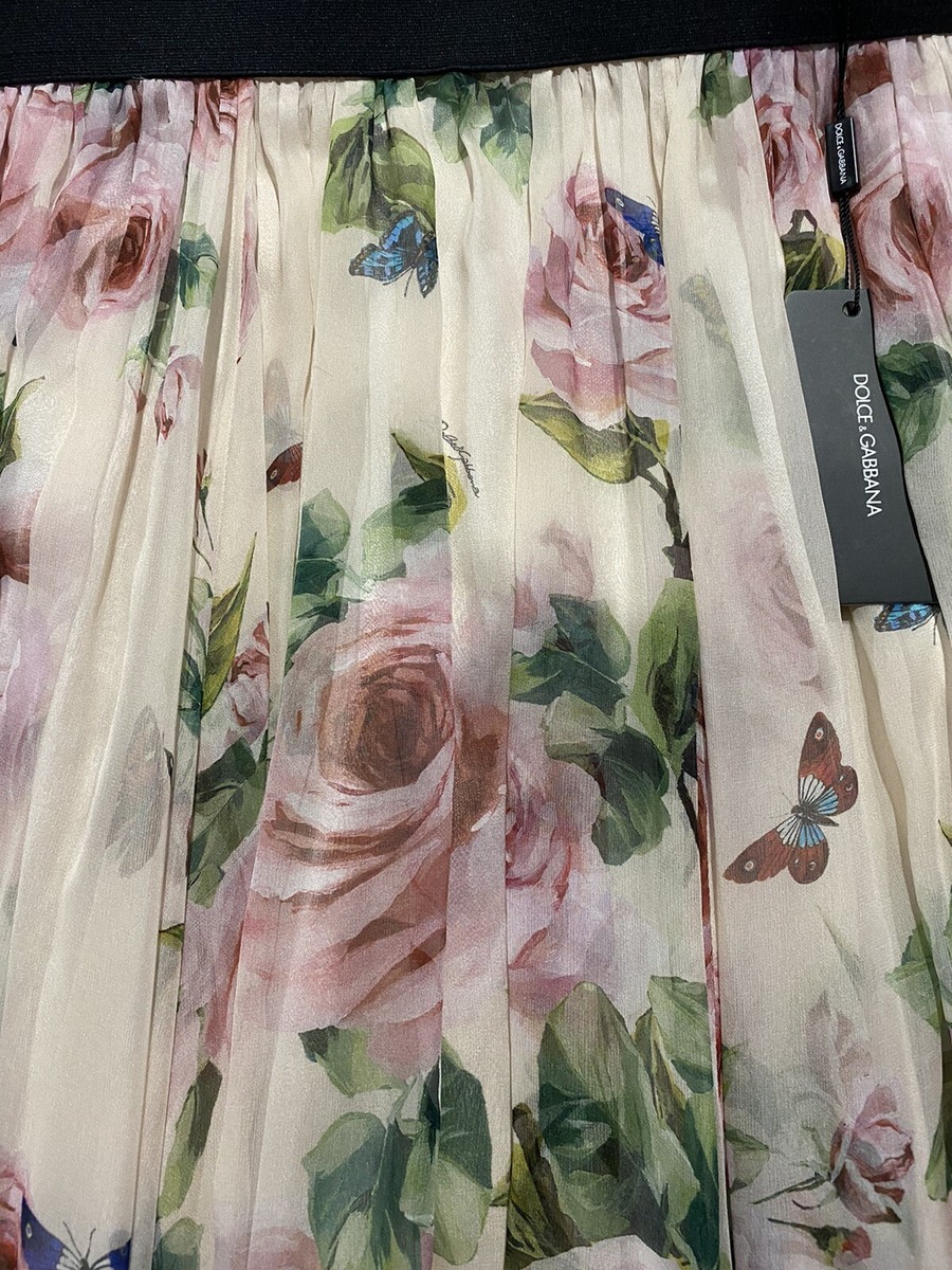 Dolce & Gabbana Embroidered Tulle Floral rose Silk Gauze
