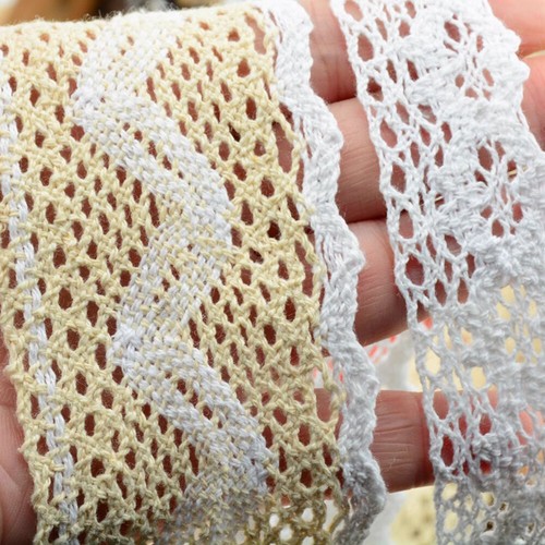 Cotton Crochet Lace Trim Scalloped White or Cream Embellishing Sewing 8-55mm - Picture 8 of 54