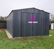 #Blechgarage  4x10x3m Satteldach Fertiggarage Autowerkstatt RAL7024 mit Aufbau
