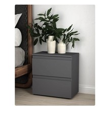2 Drawer Bedside Cabinet Small Chest of Drawers - Grey
