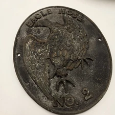 Vtg Antique 1880s Large Cast Iron Eagle Hose No. 2 Fire Plaque 