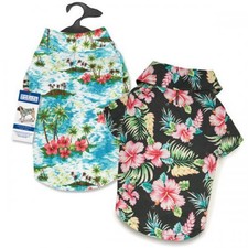 Pet Edge Hawaiian Breeze Dog Camp Shirt Cotton Blend Beach Apparel