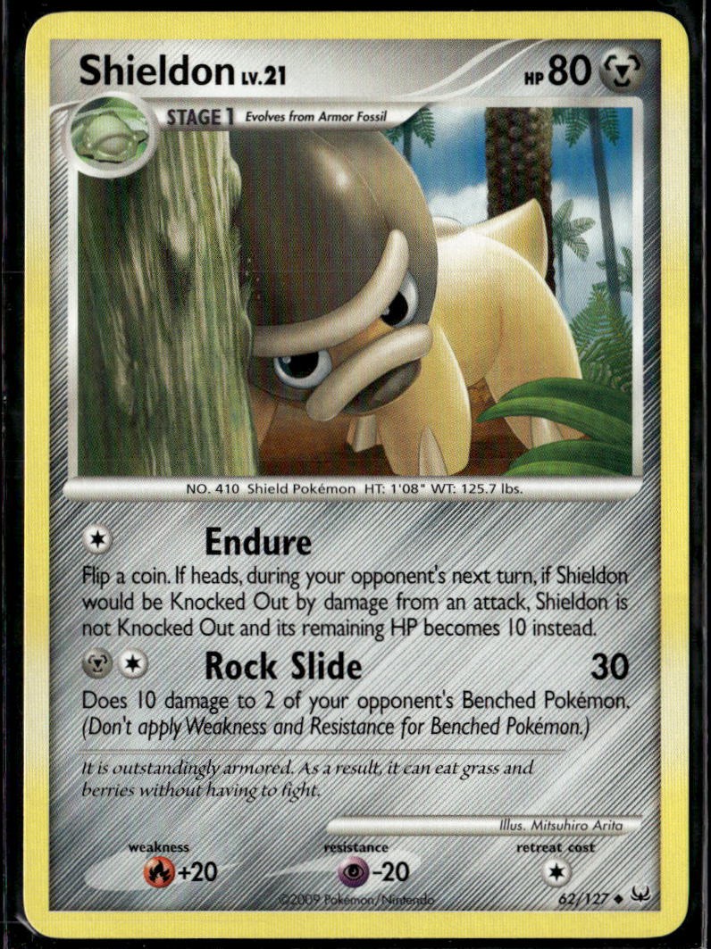 Shieldon 62/127 Uncommon Platinum LP Pokemon Card