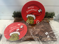 NEW-Pottery Barn Kids- Pair of 2 "GRINCH"-11" Plates-Melamine type material.
