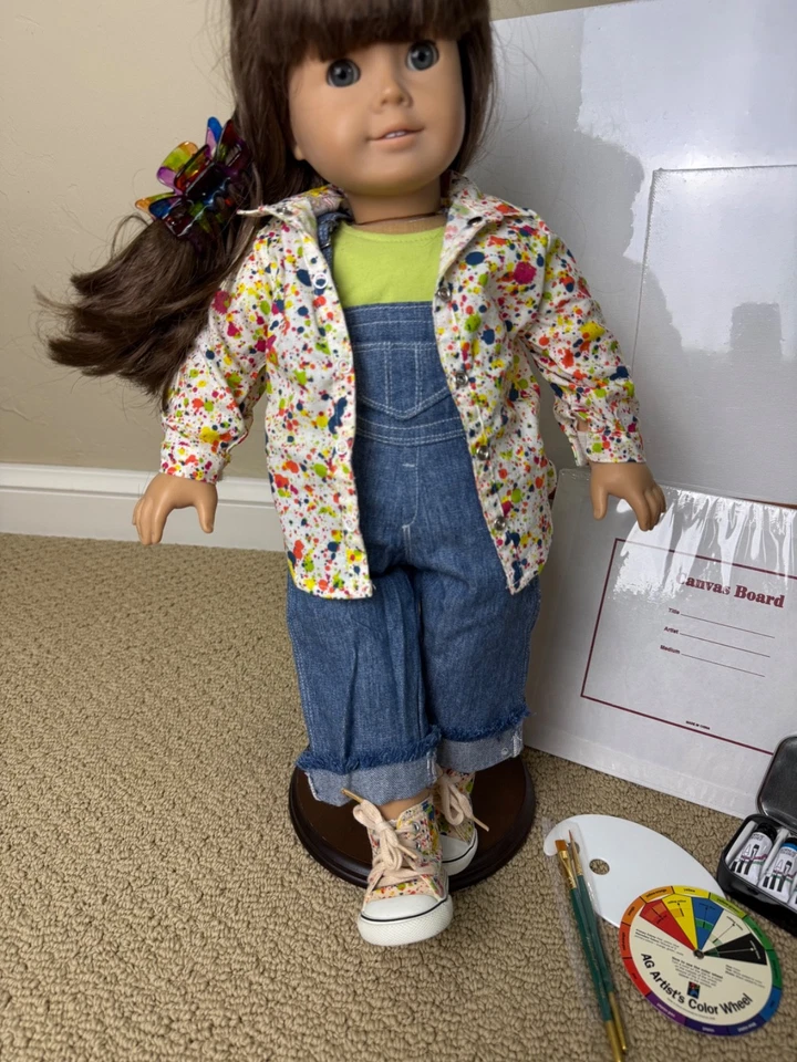 Difícil de Encontrar 1999 Muñeca American Girl Conjunto de Artista Conjunto de Pintura Caballete Lienzo JUEGO COMPLETO Foto 2 de 4