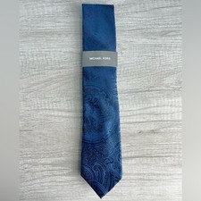 Michael Kors Men's Rich Texture Paisley Tie Blue