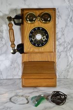 Country Store Retro Style Oak Wood Wall Mount Phone Vintage