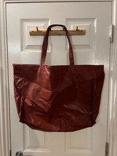 H&M red burgundy oversized shopper tote bag
