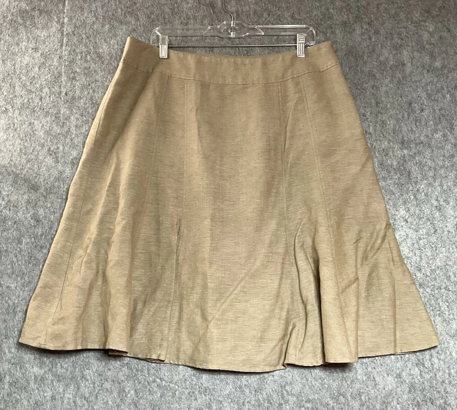 Coldwater Creek Skirt Womens Large Tan Linen Blend Midi Classic Work Church
