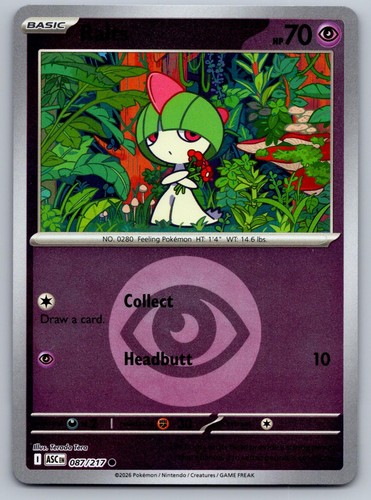 RALTS (ENERGY SYMBOL PATTERN) 087/217 REVERSE HOLO POKEMON ASCENDED HEROES NM/M