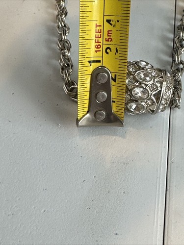 Ann Taylor silberfarben Strass Fass Anhänger Halskette Kette einzigartig 30” 3” ext - Bild 16 von 18
