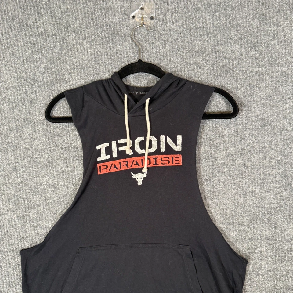 Sudadera con capucha Under Armour Project Rock sin mangas para hombre grande negra Iron Paradise Foto 3 de 4