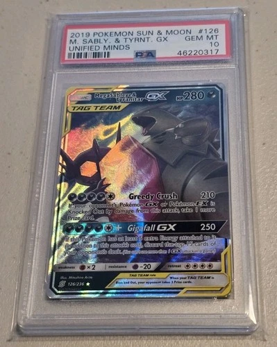 2019 Pokémon Sun & Moon Unified Minds Mega Sableye & Tyranitar GX 126/236 PSA 10