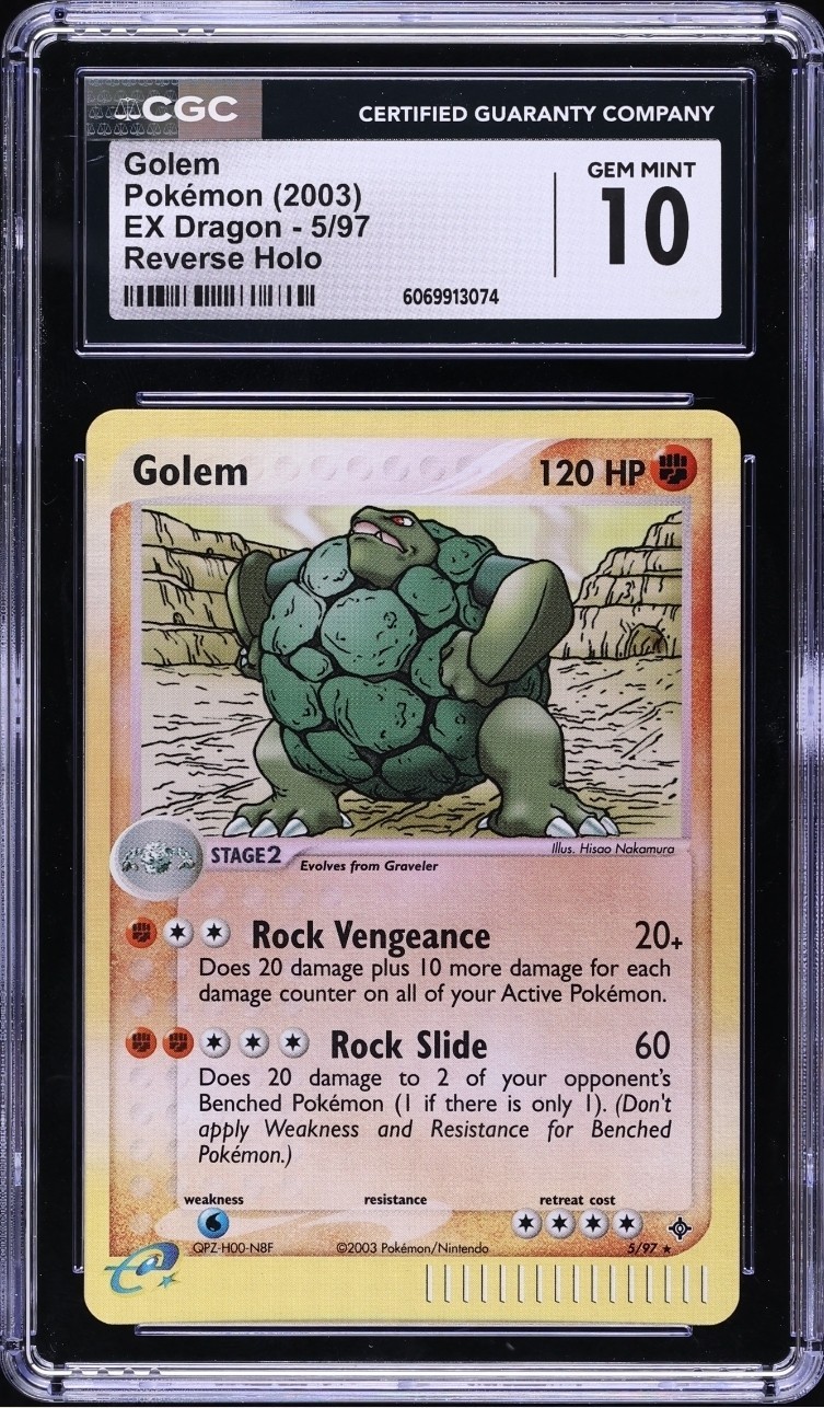 1 of 10!! 2003 Pokemon EX Dragon Reverse Holo Golem #5 CGC 10 GEM MINT