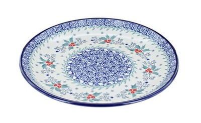 Blue Rose Polish Pottery December Joy Dessert Plate