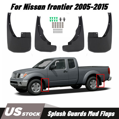 Molded Splash Mud Guards Fit For Nissan Frontier 2005-2015 Without Fender Flare