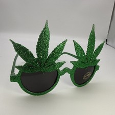 Funny weed sunglasses party supplies New year party Unisex Green Glitter