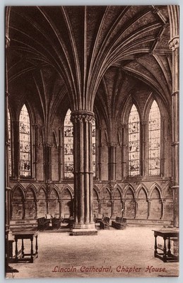 Vintage Lincoln Cathedral Chapter House Gothic Interior Postcard A364