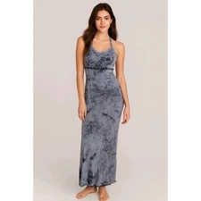 Jumping Joy Womens Small Beach Dress Y2k 90s Blue Tie Dye Maxi Empire Resort 