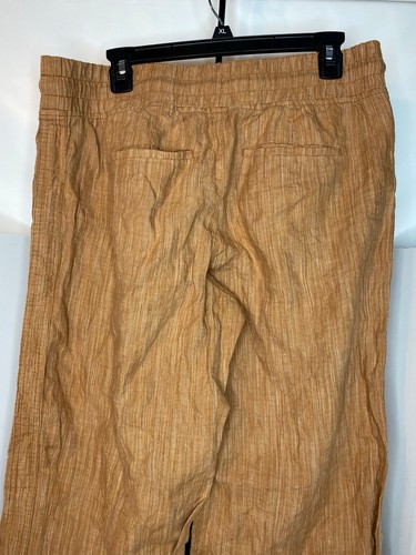 Athleta Womens Size 12 Cabo Linen Textured Wide Leg Pants Seina Beige/Tan-Orange - Picture 9 of 14