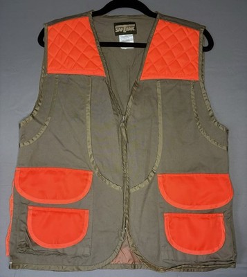 Men's SAFTBAK Khaki & Blaze Orange Pocket Hunting Vest W/ Back Zip Space Size M