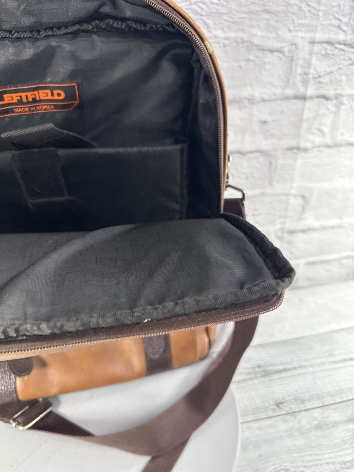 Left Field Backpack Leather Brown . Missing One S… - image 11