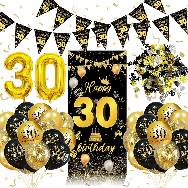 30. Geburtstag Deko Schwarz Gold, Deko 30 Geburtstag FüR MäNner Frauen | 30. Geb-image