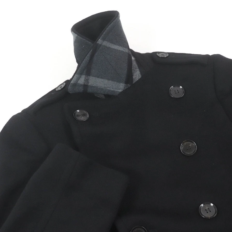 BURBERRY LONDON Wool Cashmere Logo Button Pea Coat Black 44 Men's - Image 2 of 4