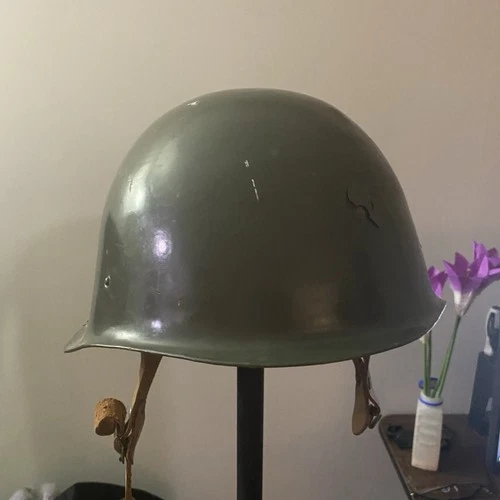 Czechoslovakian Czech M53 Helmet - Cold War Era, Leather Liner, Vintage Military