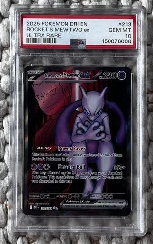 2025 Pokemon Destined Rivals Team Rocket's Mewtwo ex #213/182 PSA 10