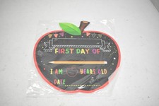Fsaoor First  Last Day of School Apple Sign Board Double-Sided with Pencil