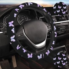 Car Steering Wheel Cover Non-Slip Purple Butterfly