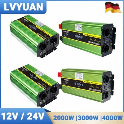 2000W 3000W 4000W Wechselrichter 12V 24V auf 230V Reiner Sinus Spannungswandler