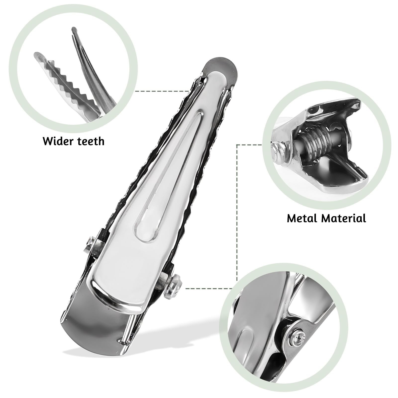 100 Pcs Alligator Hair Clips, Silver Metal Alligator Hair Pins Silver Hair Cl...