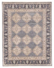 Traditional Hand-Knotted Geometric Carpet 7'8" x 9'7" Oriental Wool Area Rug