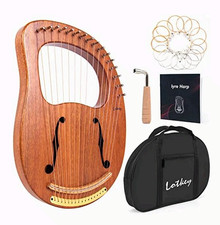 Lotkey 16-String Lyre Harp Mahogany w/ Tuning Wrench, Gig Bag Manual
