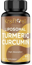 Liposomal Turmeric Curcumin Supplement 2200 mg with Black Pepper Extract 15 mg f
