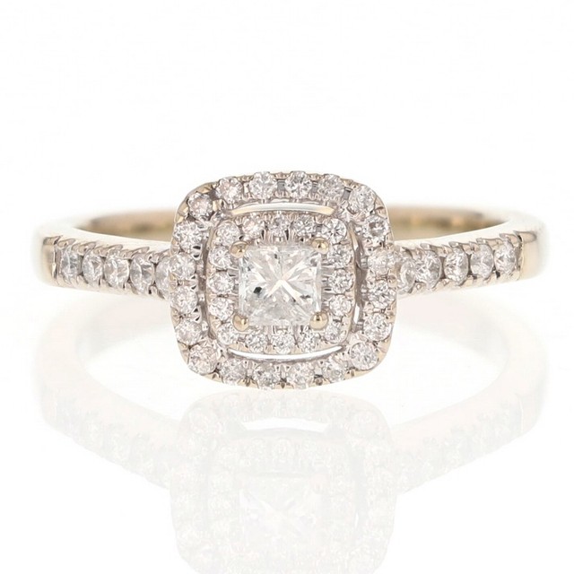 .47ctw Princess Cut Diamond Double Halo Engagement Ring 14k White Gold Size 7