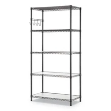 Alera ALESW653618BA 5-shelf Wire Shelving Kit, 5 Shelves, 36" X 18" X 72", Black