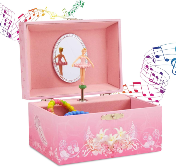 Jewelkeeper - Spieluhr SchmuckkäStchen FüR MäDchen Mit Drehender Ballerina, Rosa-image
