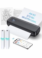 Portable Printer Wireless for Travel, 8.5" X 11" US Letter Thermal Printer Black